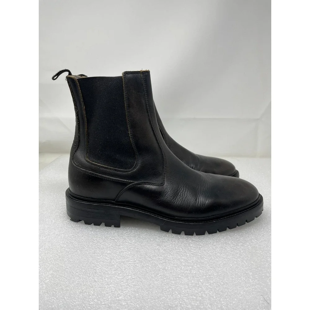 AllSaints Mens 11 Leather Chelsea Boots Dark Brown Lug Sole Distressed 01-11-94